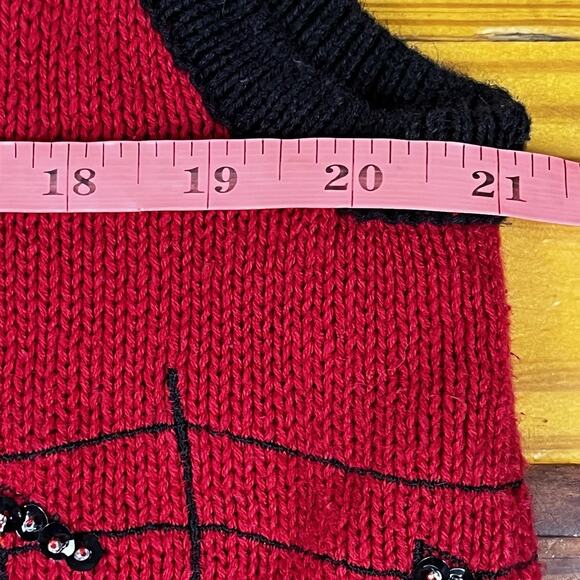 Vtg Christmas Sweater Vest Elf Santa Reindeer Music Beaded Sz XL Bobbie Brooks - Picture 16 of 16